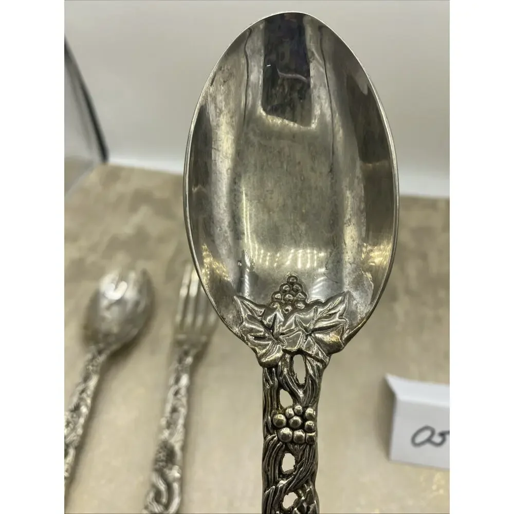 Godinger Made for Neiman Marcus, Grapevine Silver Plated 3 Piece Serving Set 9”